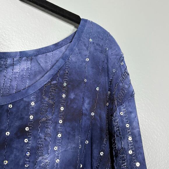 Sami & Jo Women's Blue Boho Sequin Tie Dye Twist Front Top - Size XL - Dopamine - Picture 2 of 7
